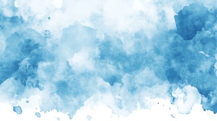 Abstract blue watercolor background with cloudy texture isolated on white background