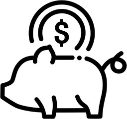 Piggy bank coin icon