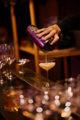 Aesthetically pleasing cocktail preparation at the bar