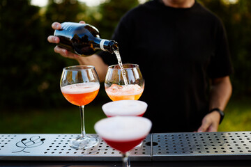 Aesthetically pleasing cocktail preparation at the bar