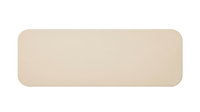 Rectangular pale beige panel with softly rounded corners centered on a black background