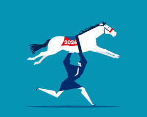 2026. Artificial intelligence robot holding a horse in 2026