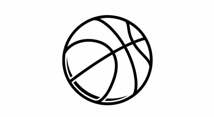 Simple black and white basketball outline sketch. Sports equipment line art vector illustration