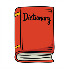 book dictionary with detailed cover and pages vector art isolated on white background