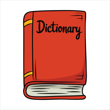 book dictionary with detailed cover and pages vector art isolated on white background