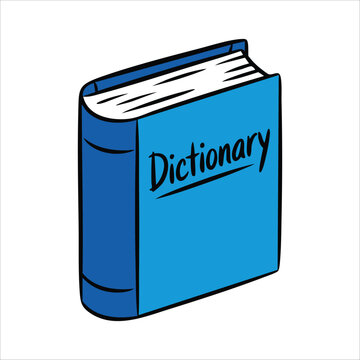 book dictionary with detailed cover and pages vector art isolated on white background