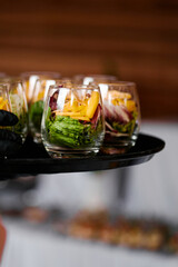 Restaurant snacks on the buffet table