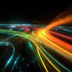 Abstract Futuristic Colorful Light Trails