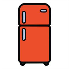 top view fridge with two doors and handles vector art isolated on white background