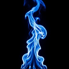 A Vibrant, Ethereal Swirl of Electric Blue Energy Illuminates a Deep Black Canvas, Creating a Mesmerizing Abstract Flame Effect with a Striking Blue Background