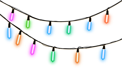 Colorful Hanging String Lights with Multicolor Bulbs – Festive Decorative Lighting on Tan Wire
