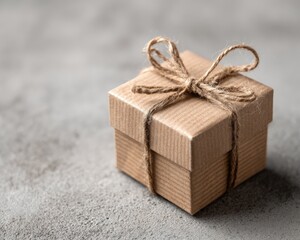 Beige Gift Box On Gray Surface