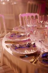 Setting the restaurant's bright tables in the sunset light