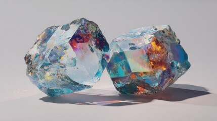 Abstract Iridescent Faceted Crystals