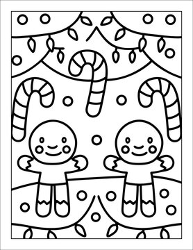 Santa Claus Flying in Sleigh Coloring Page for Kids &ndash; Christmas Line Art Illustration