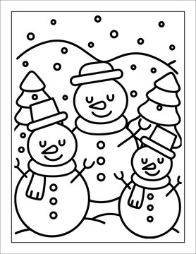 Santa Claus Flying in Sleigh Coloring Page for Kids &ndash; Christmas Line Art Illustration