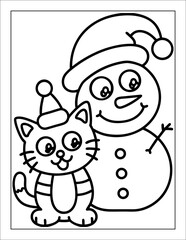 Santa Claus Flying in Sleigh Coloring Page for Kids – Christmas Line Art Illustration