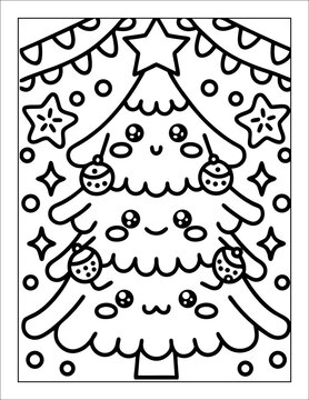 Santa Claus Flying in Sleigh Coloring Page for Kids &ndash; Christmas Line Art Illustration