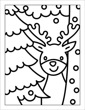 Santa Claus Flying in Sleigh Coloring Page for Kids &ndash; Christmas Line Art Illustration