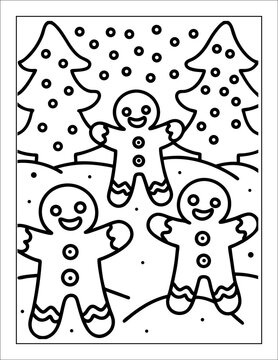 Santa Claus Flying in Sleigh Coloring Page for Kids &ndash; Christmas Line Art Illustration