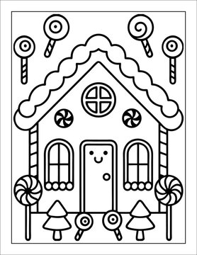 Santa Claus Flying in Sleigh Coloring Page for Kids &ndash; Christmas Line Art Illustration