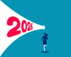 2026. Businesswoman runnin to 2026