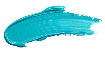 textured abstract aquamarine color paint stroke isolated on transparent background, png