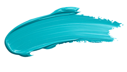 textured abstract aquamarine color paint stroke isolated on transparent background, png