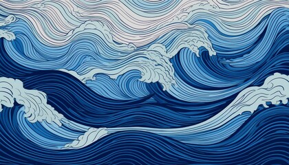Obraz premium sea wave pattern background ocean wave shape pattern water line background seamless marine decoration pattern background