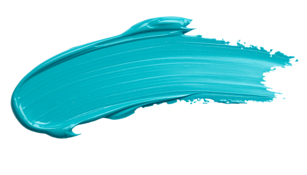 textured abstract aquamarine color paint stroke isolated on transparent background, png - Powered by Adobe