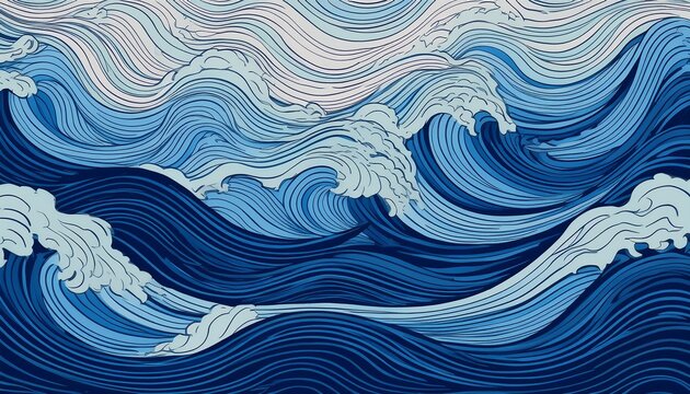sea wave pattern background ocean wave shape pattern water line background seamless marine decoration pattern background
