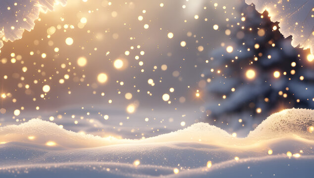 christmas background with snow and snowflakes