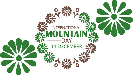 Simple and modern International Mountain Day banner design on white background, perfect for eco and travel-related promotions