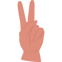 Human Hand Showing Two Fingers Up Peace Sign Gesture illustration On White Background