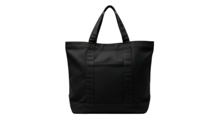 Sleek black fabric carrying bag displayed against a solid dark background