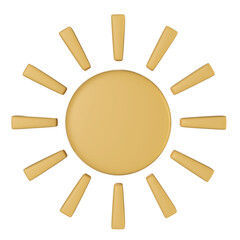 Weather forecast sun plastic icon isolated transparent background 3d rendering
