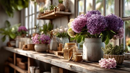 flower shop inside with bouquet assortment
