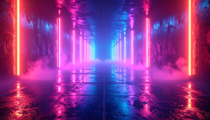 Retro Arcade Paradise: A Neon-Lit Hallway of Classic Gaming Machines and Nostalgic Vibes 
3