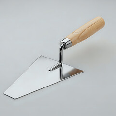 Crafting excellence with a sleek steel trowel and wooden handle, perfect for construction, repair, and DIY projects needing precision