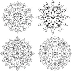 Hand drawn mandala lotus flower drawing