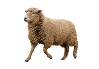 Woolly sheep walking animal farm livestock agriculture mammal lamb ewe ram isolated on transparent background