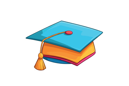Graduation cap design for celebration and school events. Colorful vector