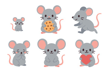 Fototapeta premium Cute cartoon mice characters for playful designs and festive themes. Colorful vector