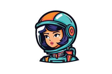 Fototapeta premium Astronaut girl helmet design for space theme projects. Colorful vector