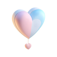 Floating clay pastel balloon heart representing light and joyful romance