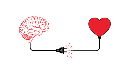 Connect your mind and heart together vector illustration