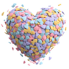 Floating pastel clay heart made of small hearts symbolizing overflowing love