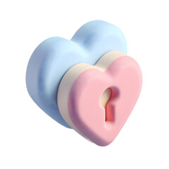 3D pastel clay heart lock with keyhole representing secure romantic love