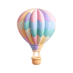 Pastel clay hot air balloon representing adventure and love in the sky