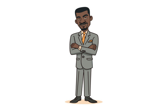 Confident businessman in a suit ready for success in corporate setting. Colorful vector
